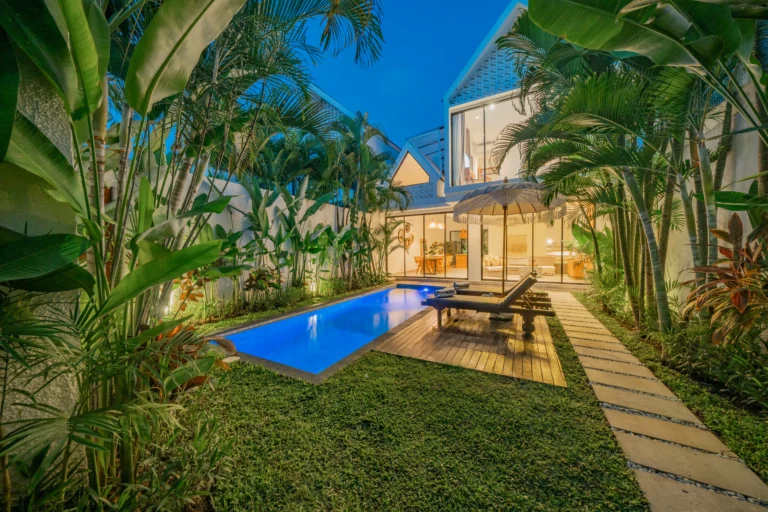 Paradise Palm Pool night view